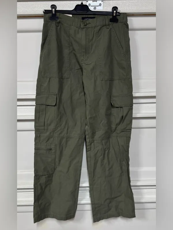 Aeropostale Y2K Mid Rise Cargo Pants Straight Leg Green Small Baggy New - Image 3
