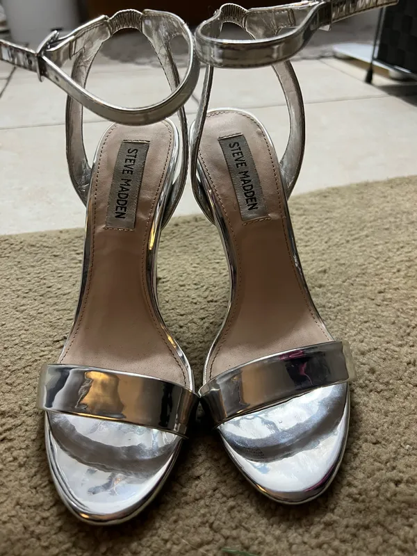 Steve Madden Metallic Silver Heels - Image 2