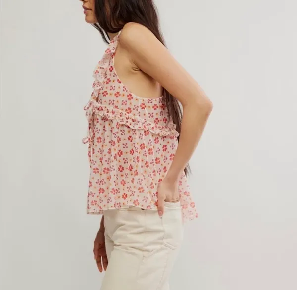 NWT Free People Fearless Floral Ruffle Tank Top Size S 🌸 - Image 4