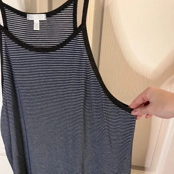 Spaghetti Strap Stripe Hi Lo Tank Top L - Image 5