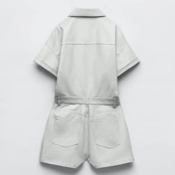 NWOT ZARA Denim Cotton Shimmer Romper Playsuit Bloggers Fave - Image 4