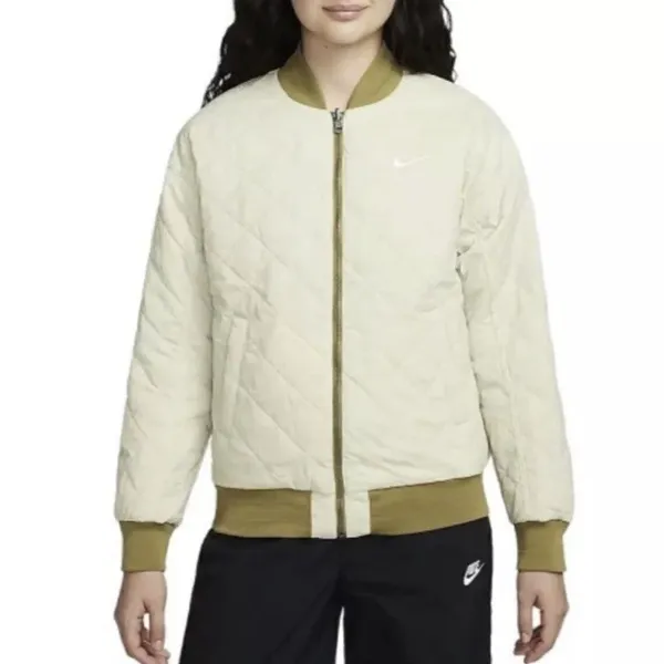 Nike olive green reversible varsity bomber jacket XL - Image 2