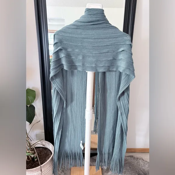 Long Steel Blue Soft Scarf - Image 2