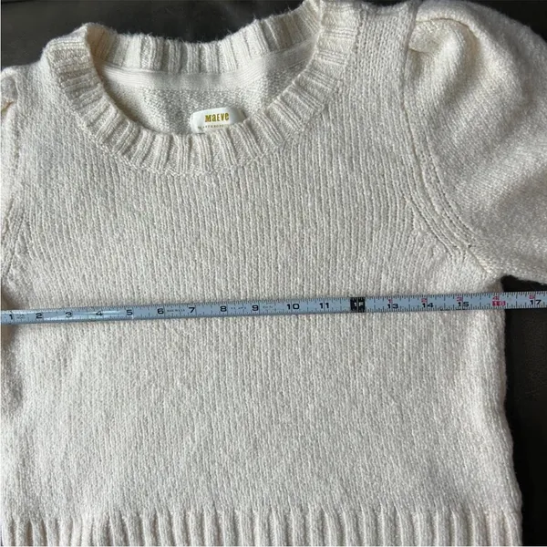 Anthropologie Maeve Cream Puff Sleeve Crew Neck Sweater - Image 6