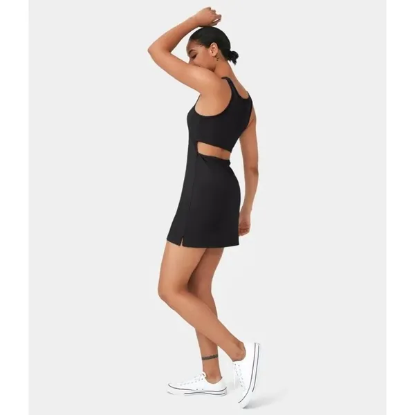 Halara Square Neck Mid Rise Bloom Cut Out 2-Piece Dress Black S - Image 3