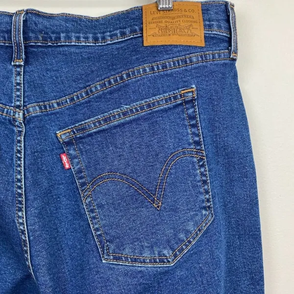 Levis Wedgie‎ Skinny Jeans 20W Dark Wash Denim Ankle Button Fly Fray Distressed - Image 5