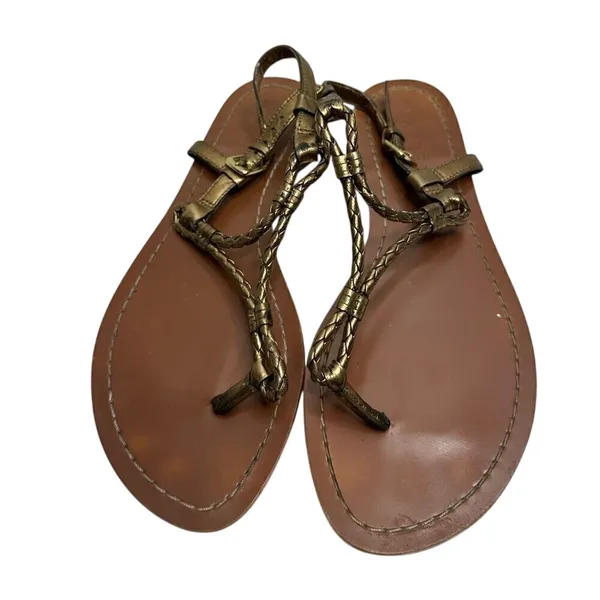 Lauren Ralph Lauren Metallic Bronze Braided Strappy Thong‎ Sandals Size 6B - Image 3