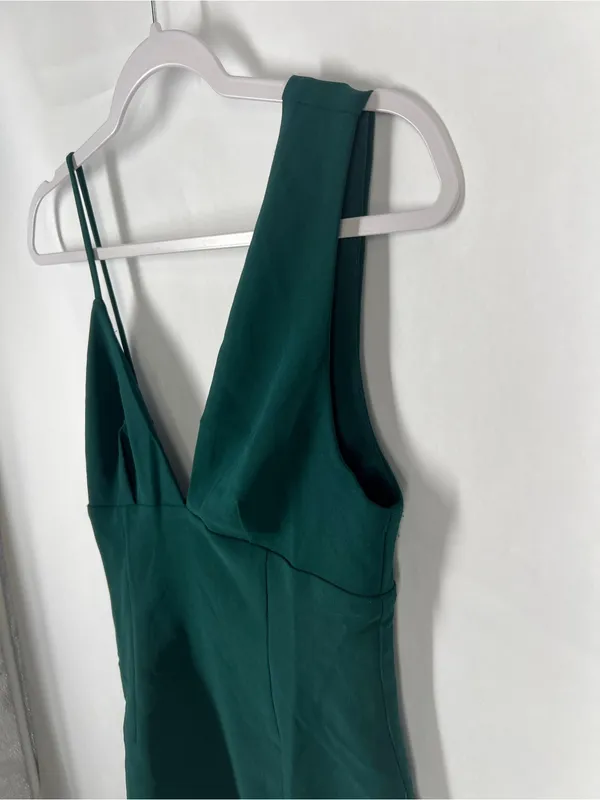 Lulus Emerald Green Asymmetrical Strap Bodycon Mini Dress Size S NWT - Image 4