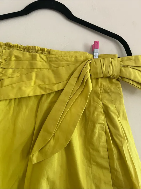 Maeve Yellow Bow Tie Mini Skirt Small Cotton Resort Vacation Euro Summer Beach - Image 2