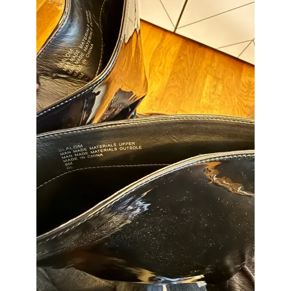 Aerosoles Women 9 Slalom Pull on Round Toe Black Faux Patent Leather Boot Boots - Image 6