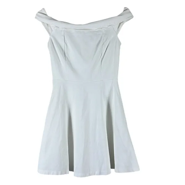 Lulus Off The Shoulder Solid Skater Mini Dress White Bridal Party Size S - Image 4