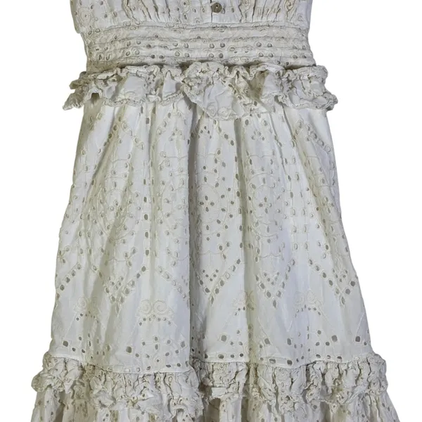 Cleobella Cherie Midi Dress Eyelet Lace Ruffle Size S White Cottagecore Prairie - Image 4