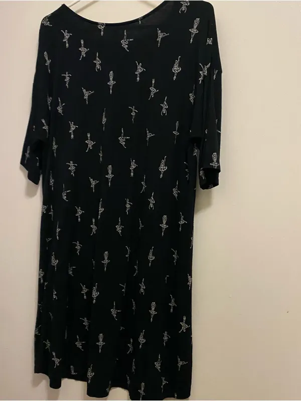 Soma Womens Nightgown XL Night Dress Ballerina Ballet Dancer Print Black White - Image 5