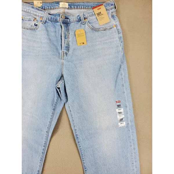 Levis 501 Original Jeans Women 16W Light Wash Blue Straight Leg Button Fly NEW - Image 2