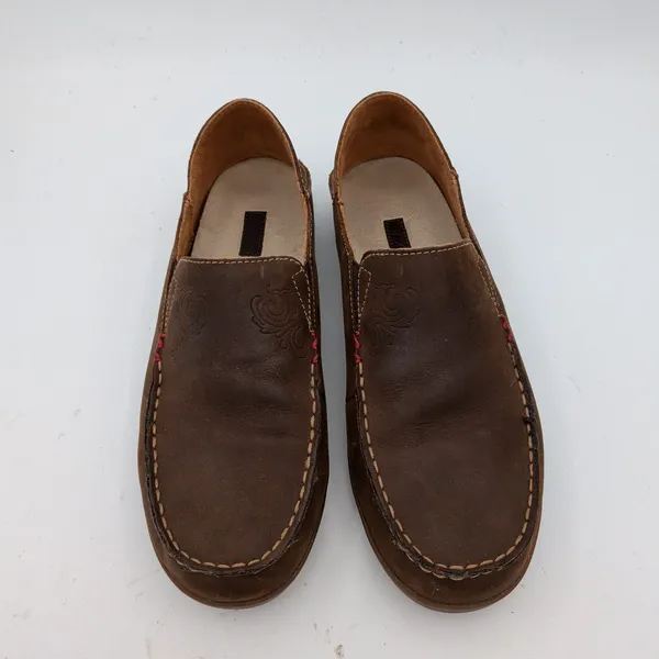 OluKai Nohea Nubuck Dark Java Tan Leather Slip On Loafers Womens 9.5 20174-4834 - Image 4
