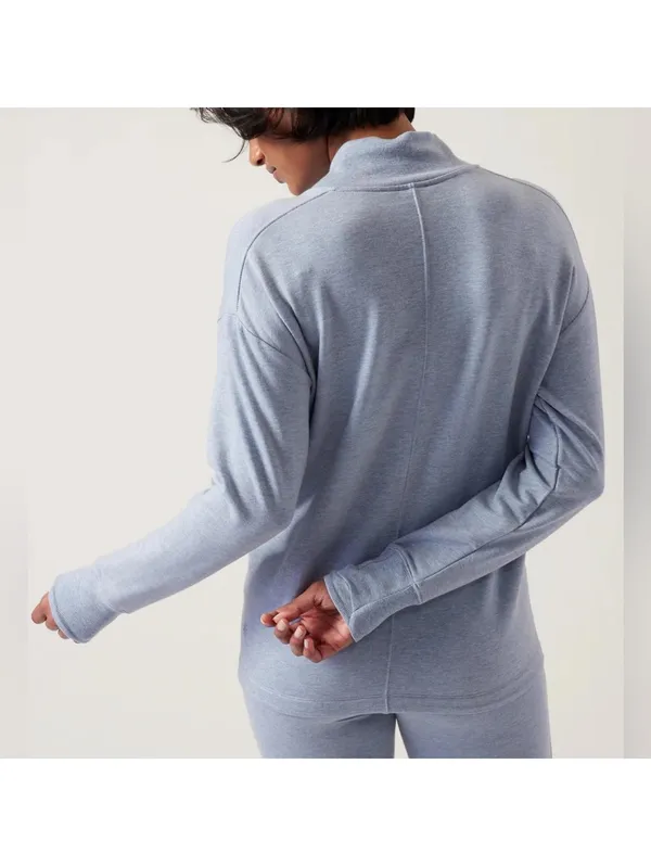 Athleta Clarity V-Neck Sweatshirt Blue - Image 2