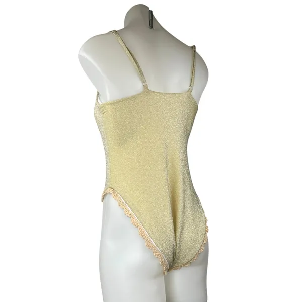 Maiyo Cristalina Women's Gold Metallic Sleeveless Cami Tank Bodysuit Top Size M - Image 2