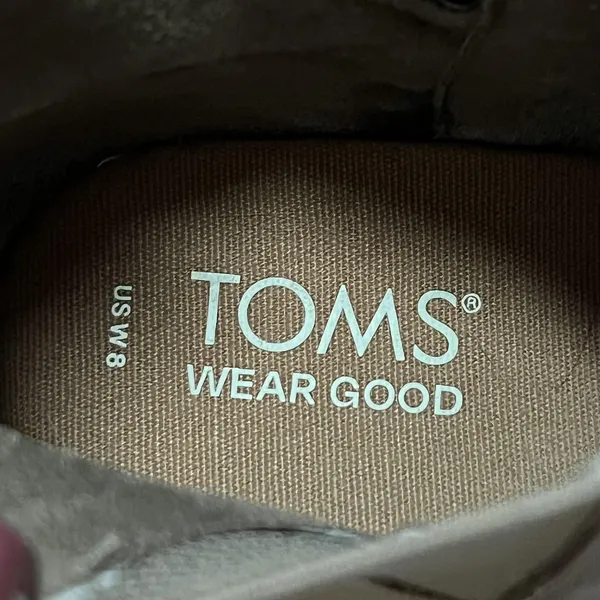 TOMS Boots Women's 8 Beige Leather Wedge Ankle Booties Pull On Casual Minimalist - Image 6