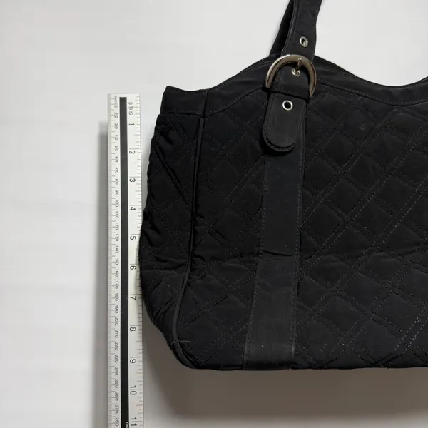 Vera‎ Bradley Black Quilted Microfiber Tote Bag Large Shoulder Purse Buckle - Image 6