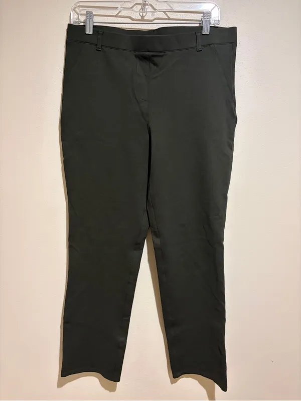 Quince Ultra-Stretch Ponte Straight Leg Pants Olive Green Size Large - Image 8