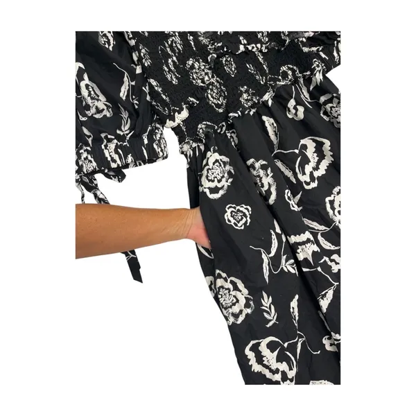 Sofie The Label Dress Womens Small Black Midi Floral Half Sleeve Smocked Boho - Image 4