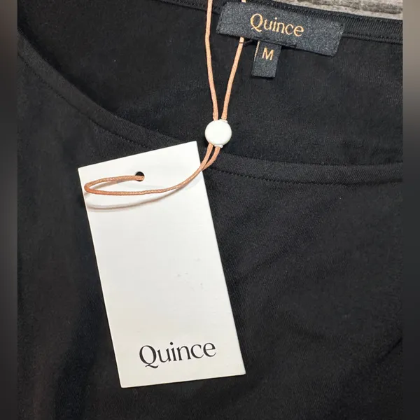 Quince Womens Black Tencel Jersey Ruched Waist Dress sz M NWT Short Sleeve Midi - Image 8