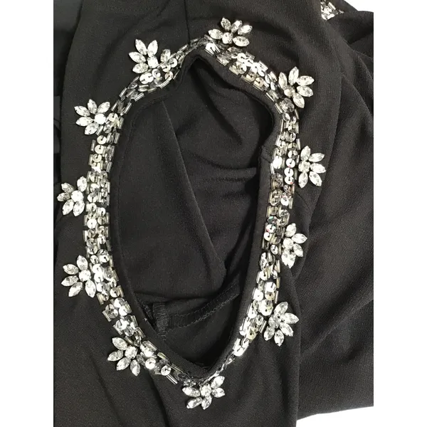 Women’s INC Black Bejeweled Cold Shoulder Blouse Size Medium - Image 2