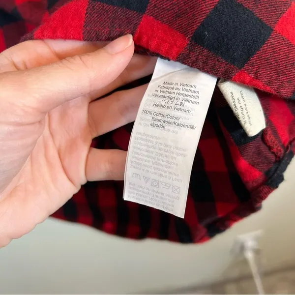 ✨‎ Madewell Women’s Red Black Buffalo Plaid Collared Long Sleeve Shirt Medium - Image 7