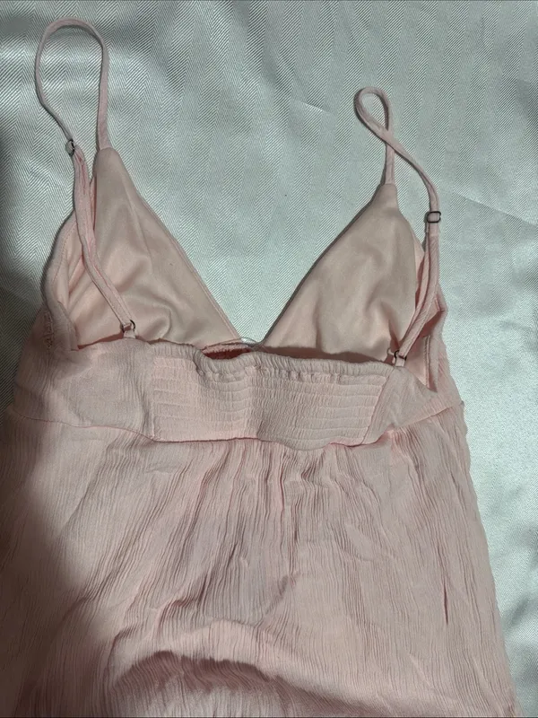 La Hearts Pale Pink Lace-Trim Spaghetti Strap Chemise - Image 4