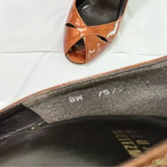 Stuart Weitzman Bronze Peeptoe Stiletto Heels Size 8 Corpcore 80s Power Dressing - Image 6