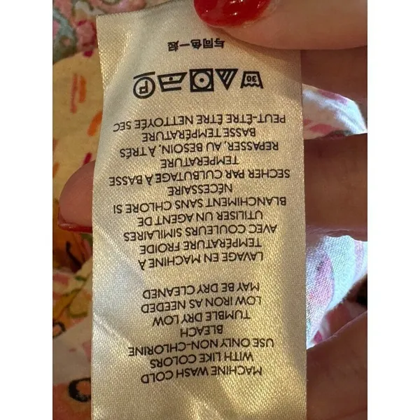 Free People Shirt Women XS Pink Floral Print Linen Blend Summer In‎ Tulum Boho - Image 10