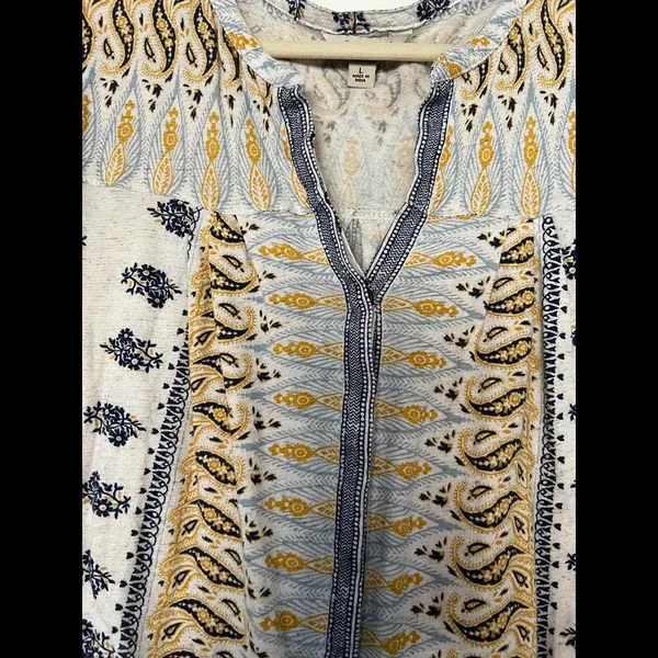 Lucky Brand Chic Boho-Style Printed Top size Large - Image 4