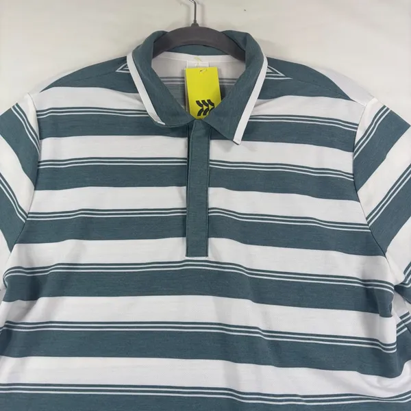 All In Motion Womens Striped Polo Tee Teal White Moisture Wicking‎ Size Large - Image 10