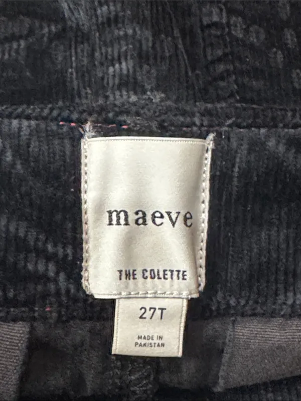Maeve Anthropologie Colette Charcoal Heart Pattern Wide Leg Corduroy Pants 27T - Image 11
