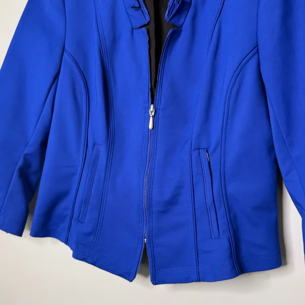 White House Black Market Moto Style Jacket Zip Front Cobalt Blue Women’s Size 8 - Image 7