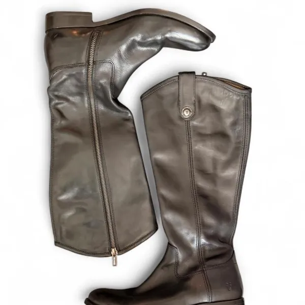 NWT Frye Melissa Button Back Zip Black Leather Riding Boots Women’s Size 8 - Image 2