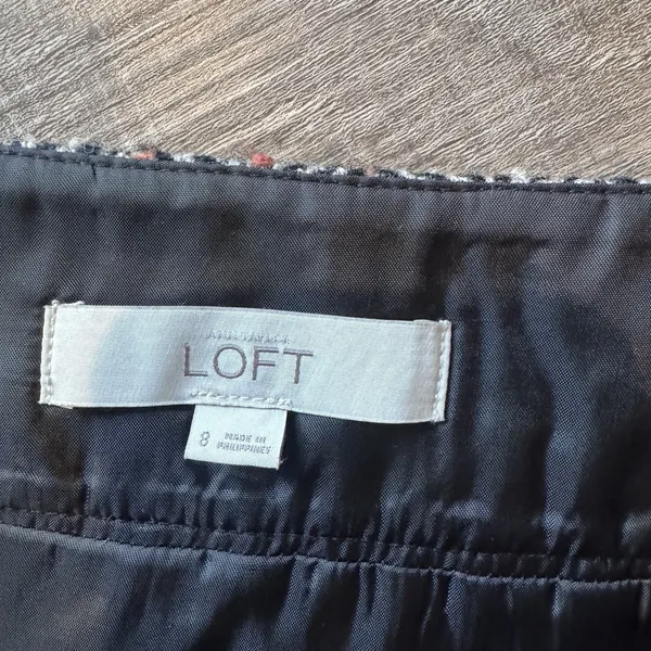 Loft Wool Blend Y2K Button Front Tweed Harringbone Dark Academia Mini Skirt 8 - Image 3