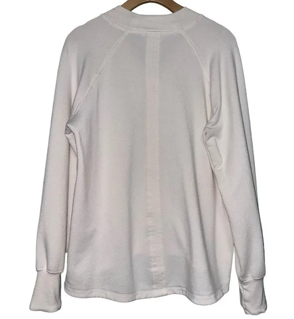 Athleta Women’s Size S Ivory Cream Cozy Soft Rise V-Neck Sweatshirt - Image 4