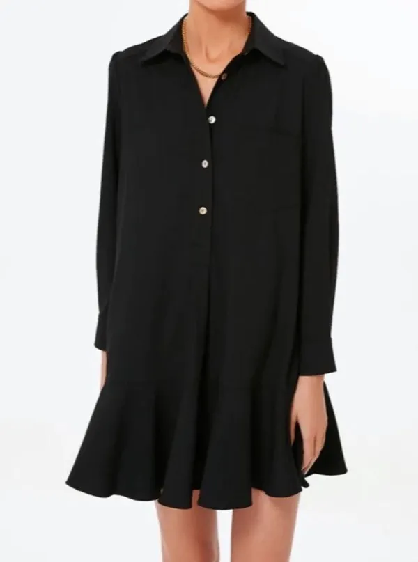 Tuckernuck Pomander Place Black Crepe Callahan Shirt Dress Women’s Size Large - Image 3