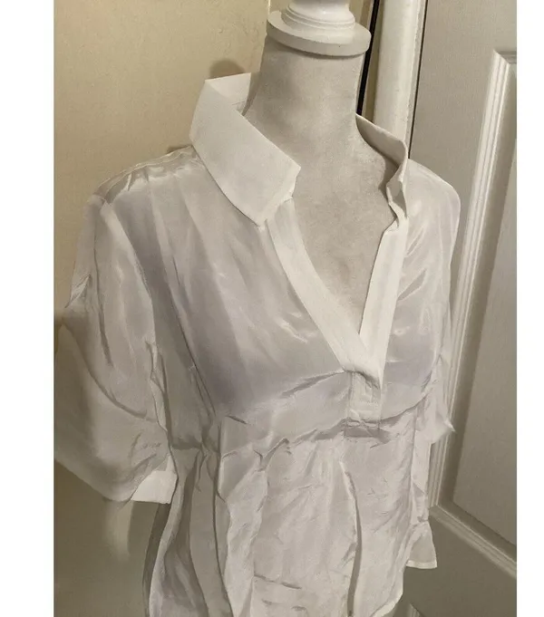 J. Crew NWT Bungalow Popover Top Crepe De Chine Ivory Viscose Minimalist XS - Image 3