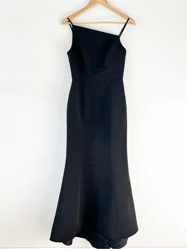 Amsale Lux Classic Black Asymmetrical Trumpet Maxi Gown Dress - Image 3
