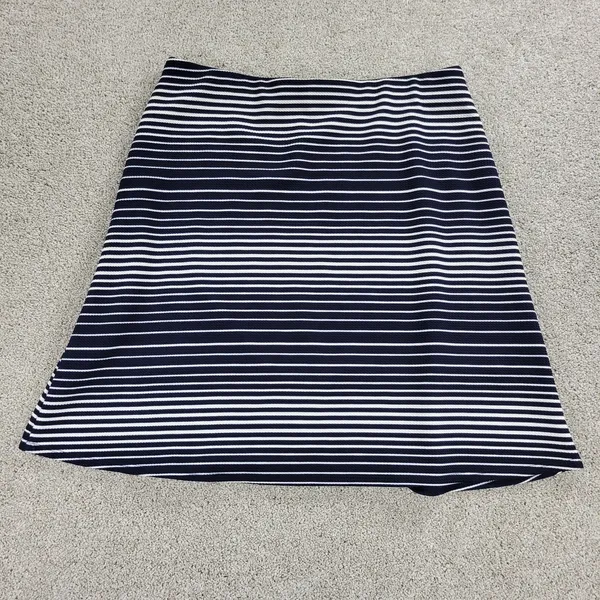 Margaret M Womens Skirt‎ Large Navy White Stripe A Line Mini Stretch Lined - Image 2