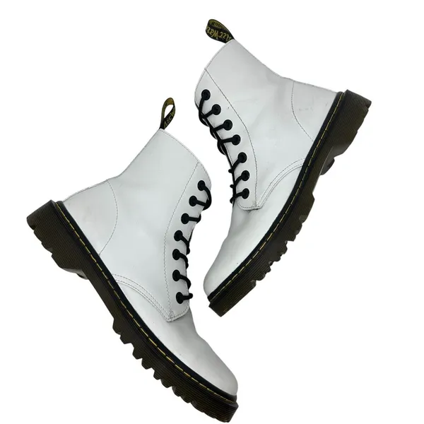 Dr. Martens Luana Combat Boots White Leather Lace Up‎ Women's Size US 10 - Image 2
