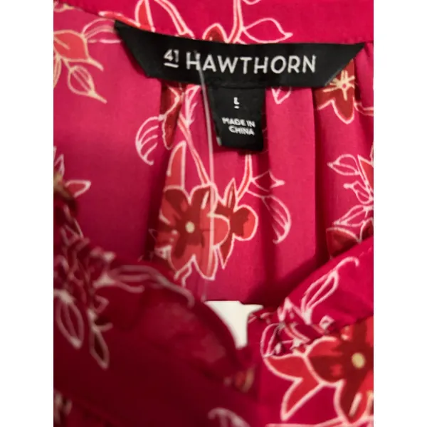 41 Hawthorn‎ Prinsloo Ruffle Detail Blouse Magenta Floral Summer Casual Beach - Image 3
