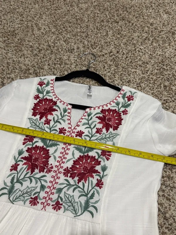 Embroidered cream blouse Red Size XS - Image 4