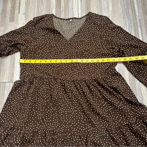 Timeless Brown Polka Dot Dress, Size Medium - Image 8
