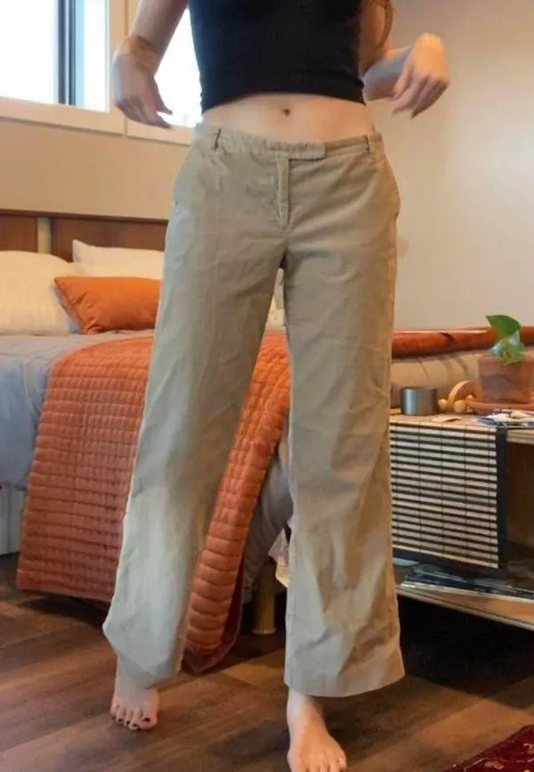 Vintage y2k Loft Petites tan cropped wide leg Marisa corduroy pants 🌞 - Image 2