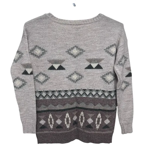 American Eagle Sweater‎ Womens S Tan Aztec Wool Blend Knit Pullover Southwest - Image 5