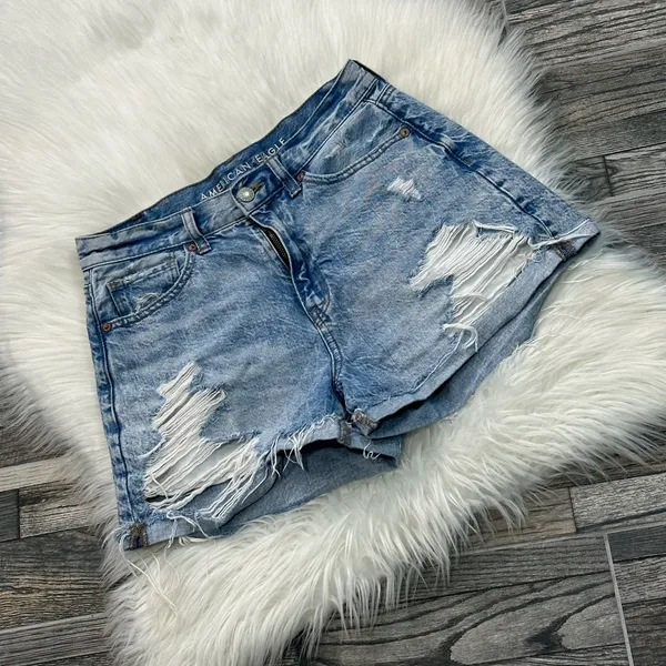 American Eagle Ripped High Rise Mom Shorts - Image 2