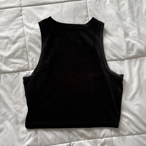 Gianni Bini Black Sleeveless Crop Top High Neck Racerback Tank Grunge Goth - Image 7